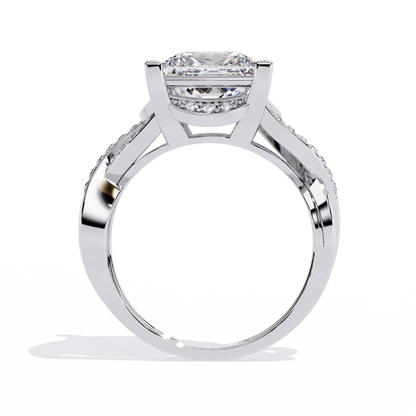 Twisted 3.47Ct Princess And Round Cut Diamond Antique Elegant Stunning Perfect Classic Engagement Ring - HIGHCARAT DIAMONDS