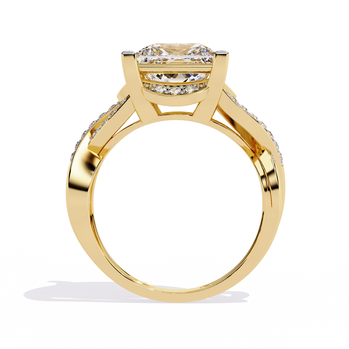 Twisted 3.47Ct Princess And Round Cut Diamond Antique Elegant Stunning Perfect Classic Engagement Ring - HIGHCARAT DIAMONDS