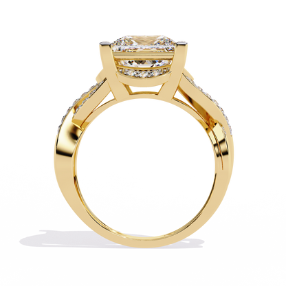 Twisted 3.47Ct Princess And Round Cut Diamond Antique Elegant Stunning Perfect Classic Engagement Ring - HIGHCARAT DIAMONDS