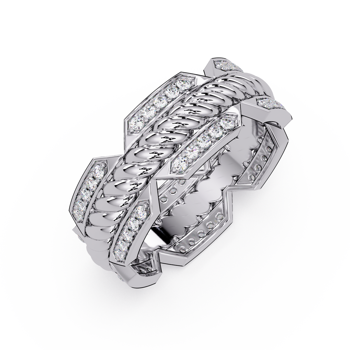 Twisted Rope Lab Grown Diamond Statement Ring - HIGHCARAT DIAMONDS