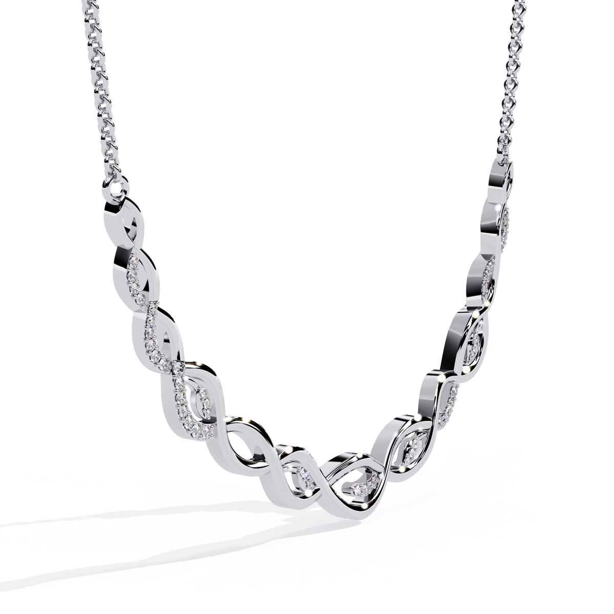 Twisted Round Cut 14k Solid Gold Lab Grown And Natural Diamond Antique Minimalist Party Wear Diamond Necklace Gift For Her - HIGHCARAT DIAMONDS