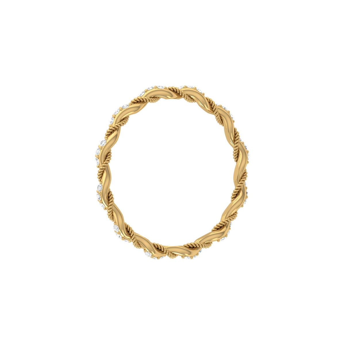 Twisted Round Cut Band Ring for Her 14KT Solid Gold Everyday Wear In Lab Or Natural Diamonds - HIGHCARAT DIAMONDS