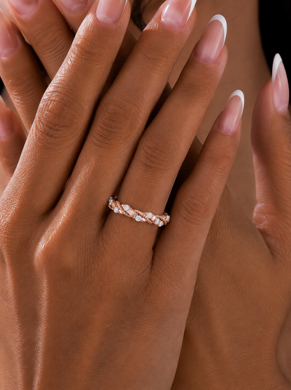 Twisted Round Cut Band Ring for Her 14KT Solid Gold Everyday Wear In Lab Or Natural Diamonds - HIGHCARAT DIAMONDS
