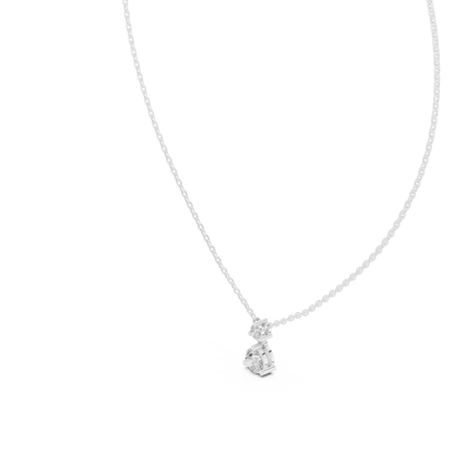 Round Shape Lab Grown Diamond Two Stone Solitaire Pendant For Womens - HIGHCARAT DIAMONDS