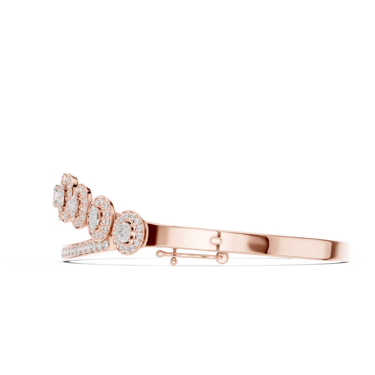 Unique 2.82CT Oval & Round Cut Lab Grown Diamond Halo Wedding Bracelet - HIGHCARAT DIAMONDS