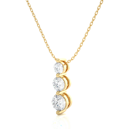 Unique Bezel Set Diamond Pendant Three Stone Round Lab Grown Necklace In 18K Solid Gold - HIGHCARAT DIAMONDS