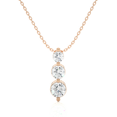 Unique Bezel Set Diamond Pendant Three Stone Round Lab Grown Necklace In 18K Solid Gold - HIGHCARAT DIAMONDS