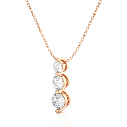 Unique Bezel Set Diamond Pendant Three Stone Round Lab Grown Necklace In 18K Solid Gold - HIGHCARAT DIAMONDS
