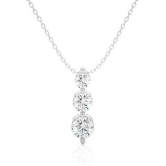 Unique Bezel Set Diamond Pendant Three Stone Round Lab Grown Necklace In 18K Solid Gold - HIGHCARAT DIAMONDS