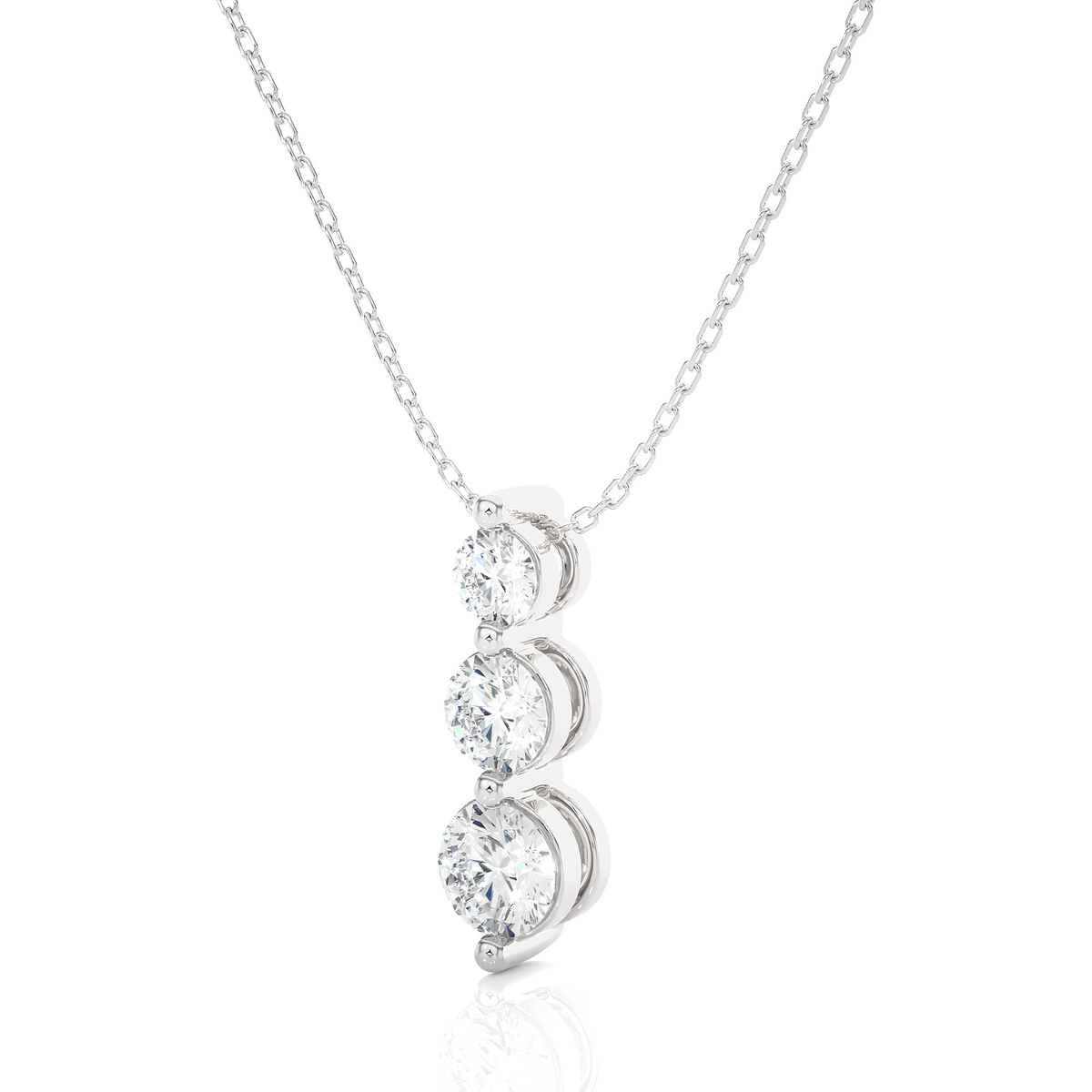 Unique Bezel Set Diamond Pendant Three Stone Round Lab Grown Necklace In 18K Solid Gold - HIGHCARAT DIAMONDS