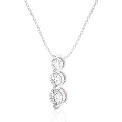 Unique Bezel Set Diamond Pendant Three Stone Round Lab Grown Necklace In 18K Solid Gold - HIGHCARAT DIAMONDS