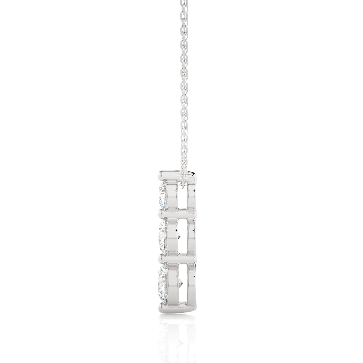 Unique Bezel Set Diamond Pendant Three Stone Round Lab Grown Necklace In 18K Solid Gold - HIGHCARAT DIAMONDS