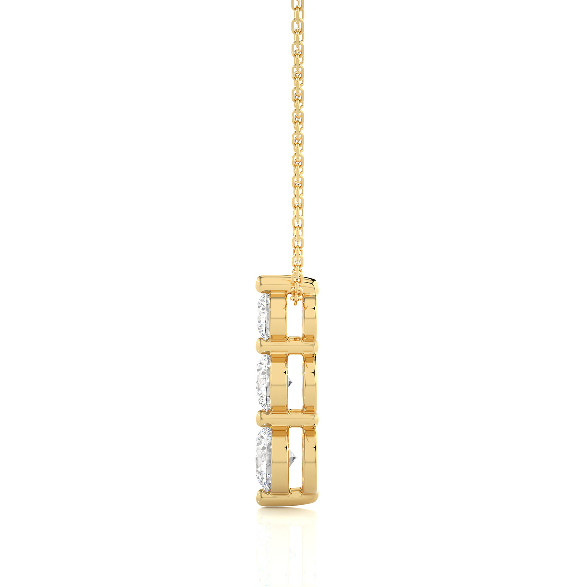 Unique Bezel Set Diamond Pendant Three Stone Round Lab Grown Necklace In 18K Solid Gold - HIGHCARAT DIAMONDS