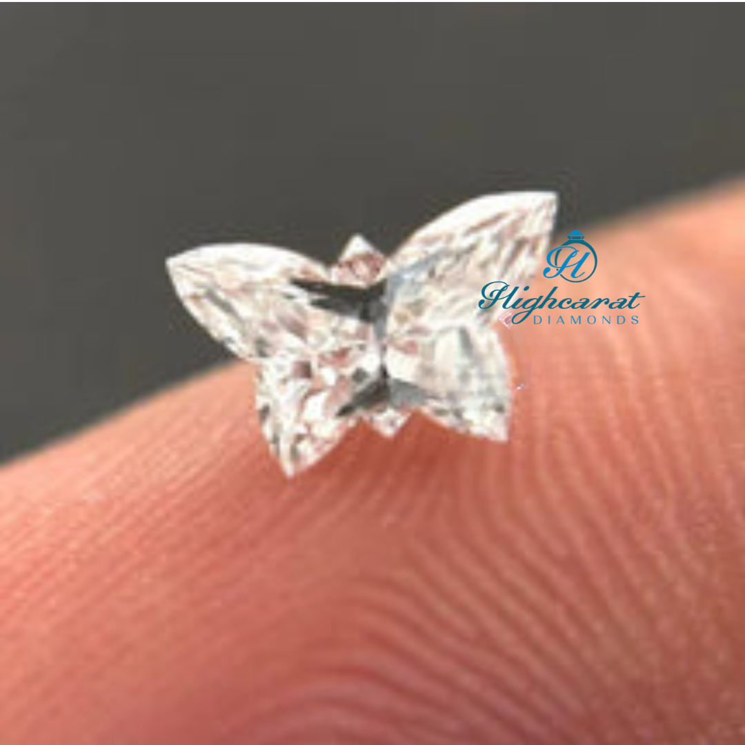 Artistic butterfly cut lab grown diamond showcasing balanced proportions and sparkle
