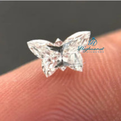 Artistic butterfly cut lab grown diamond showcasing balanced proportions and sparkle