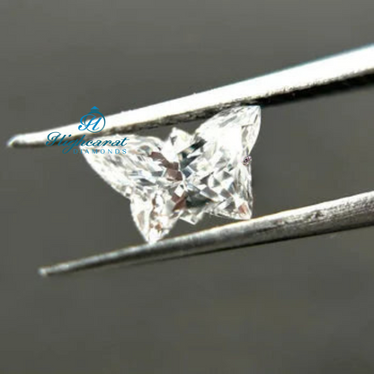 Custom butterfly inspired diamond with defined wings and reflective facets