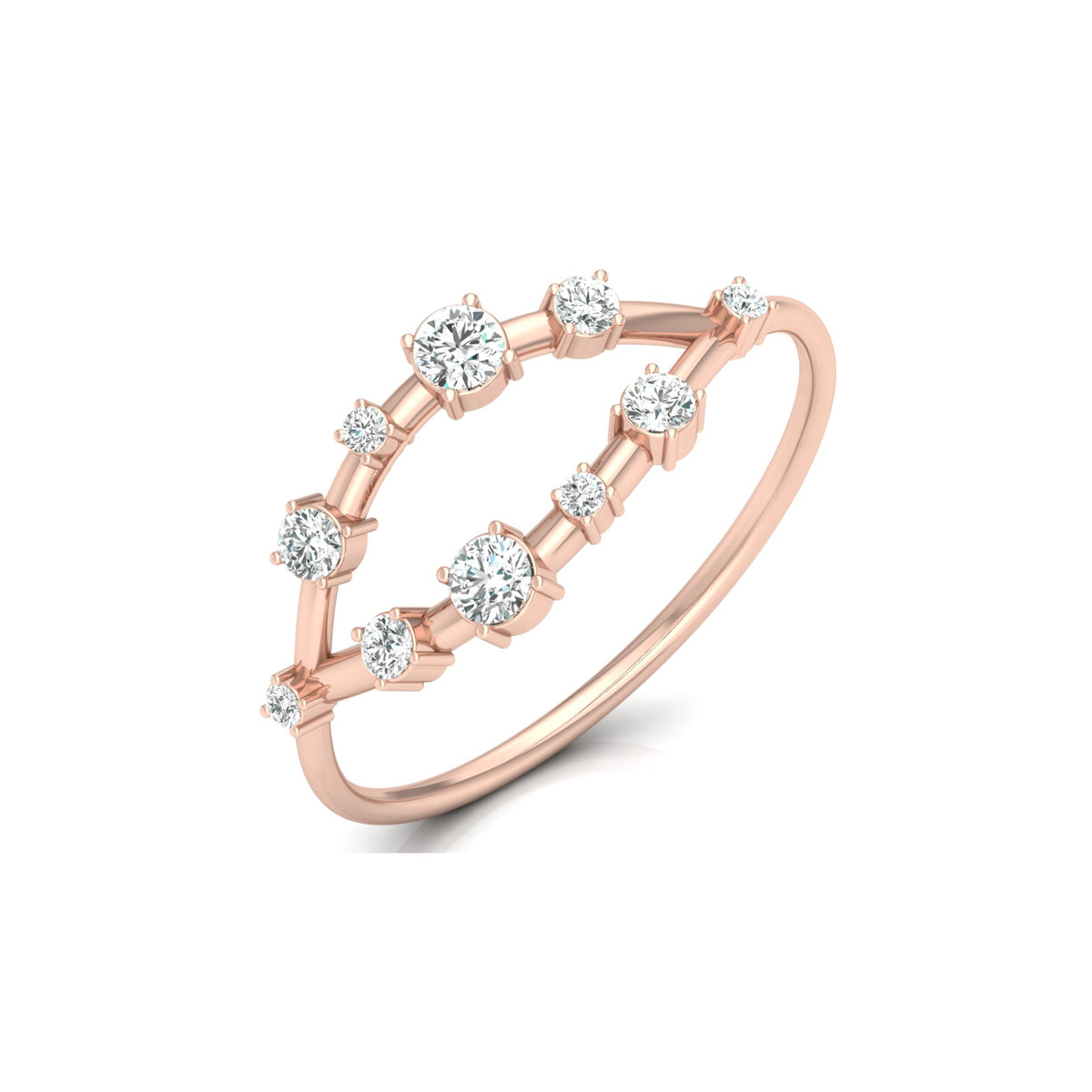 Unique Round Cut Diamond Wedding Band Elegant Thin Ring In 14K Solid Gold - HIGHCARAT DIAMONDS