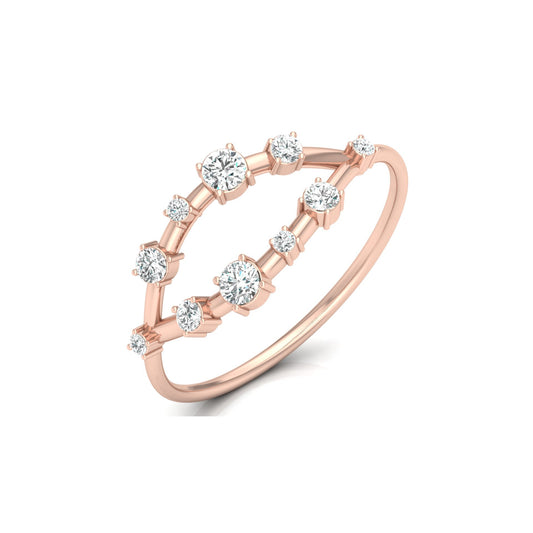 Unique Round Cut Diamond Wedding Band Elegant Thin Ring In 14K Solid Gold - HIGHCARAT DIAMONDS