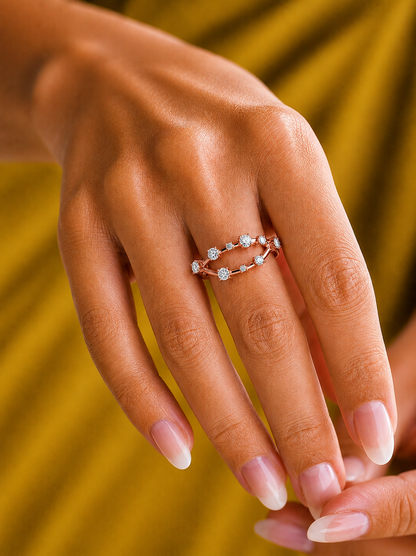 Unique Round Cut Diamond Wedding Band Elegant Thin Ring In 14K Solid Gold - HIGHCARAT DIAMONDS