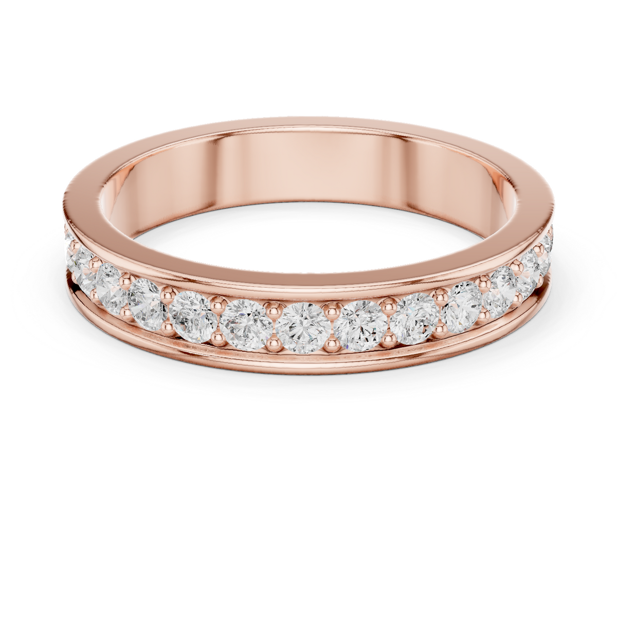 Unique Round Cut Lab Grown Diamond Channel Set Handcrafted Wedding Band - HIGHCARAT DIAMONDS