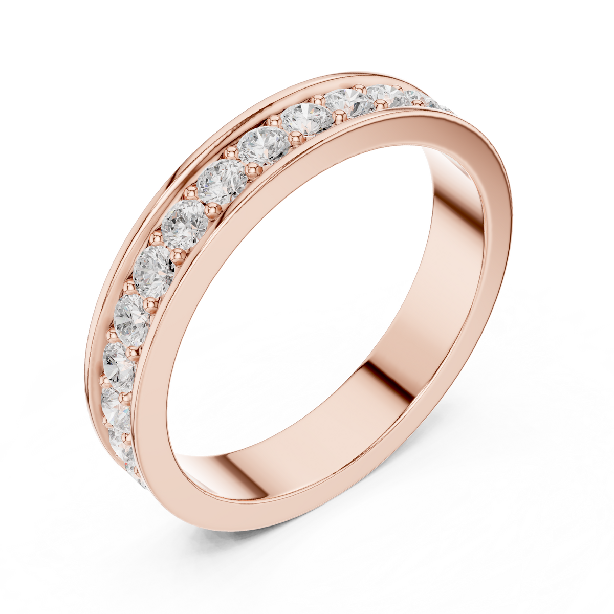 Unique Round Cut Lab Grown Diamond Channel Set Handcrafted Wedding Band - HIGHCARAT DIAMONDS