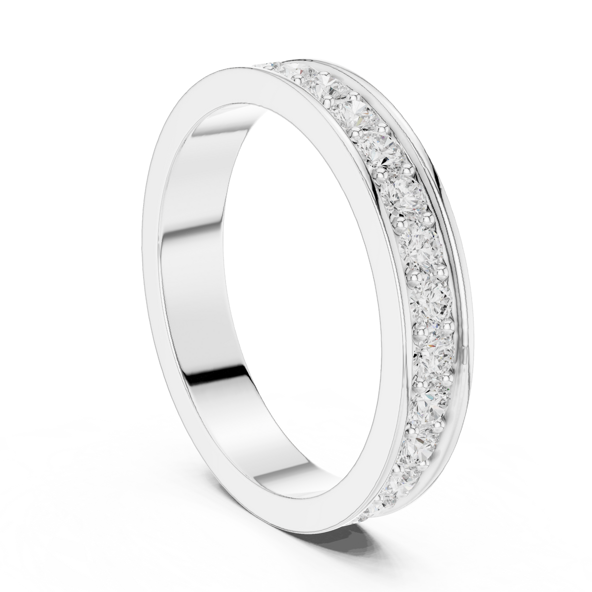 Unique Round Cut Lab Grown Diamond Channel Set Handcrafted Wedding Band - HIGHCARAT DIAMONDS