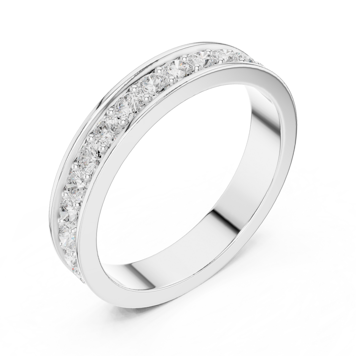 Unique Round Cut Lab Grown Diamond Channel Set Handcrafted Wedding Band - HIGHCARAT DIAMONDS