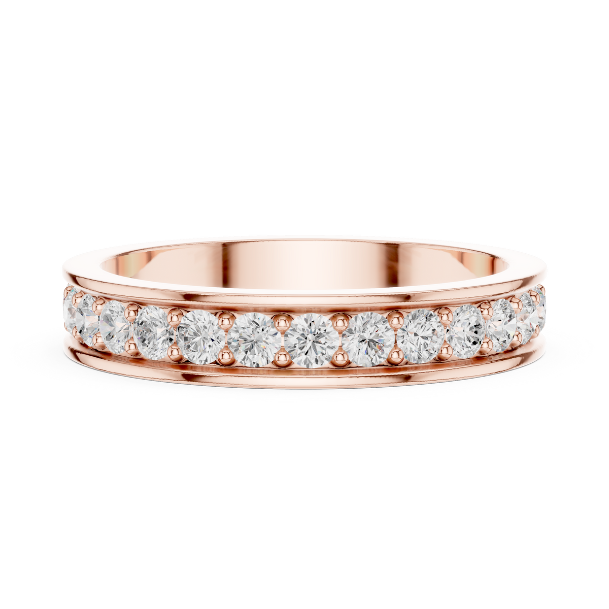 Unique Round Cut Lab Grown Diamond Channel Set Handcrafted Wedding Band - HIGHCARAT DIAMONDS