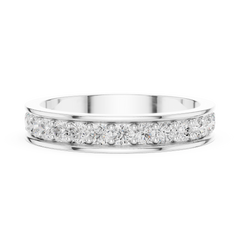 Unique Round Cut Lab Grown Diamond Channel Set Handcrafted Wedding Band - HIGHCARAT DIAMONDS