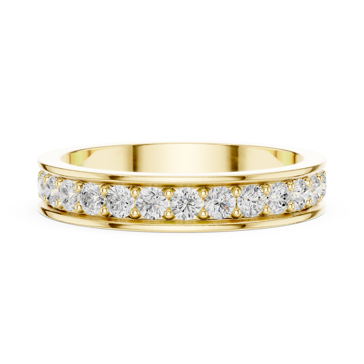 Unique Round Cut Lab Grown Diamond Channel Set Handcrafted Wedding Band - HIGHCARAT DIAMONDS