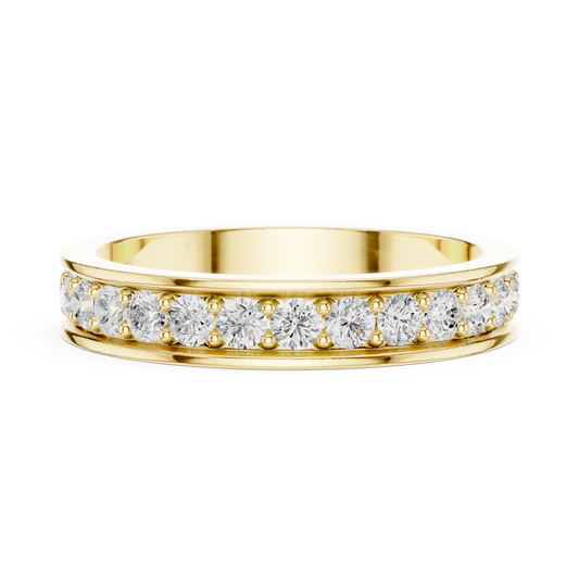 Unique Round Cut Lab Grown Diamond Channel Set Handcrafted Wedding Band - HIGHCARAT DIAMONDS