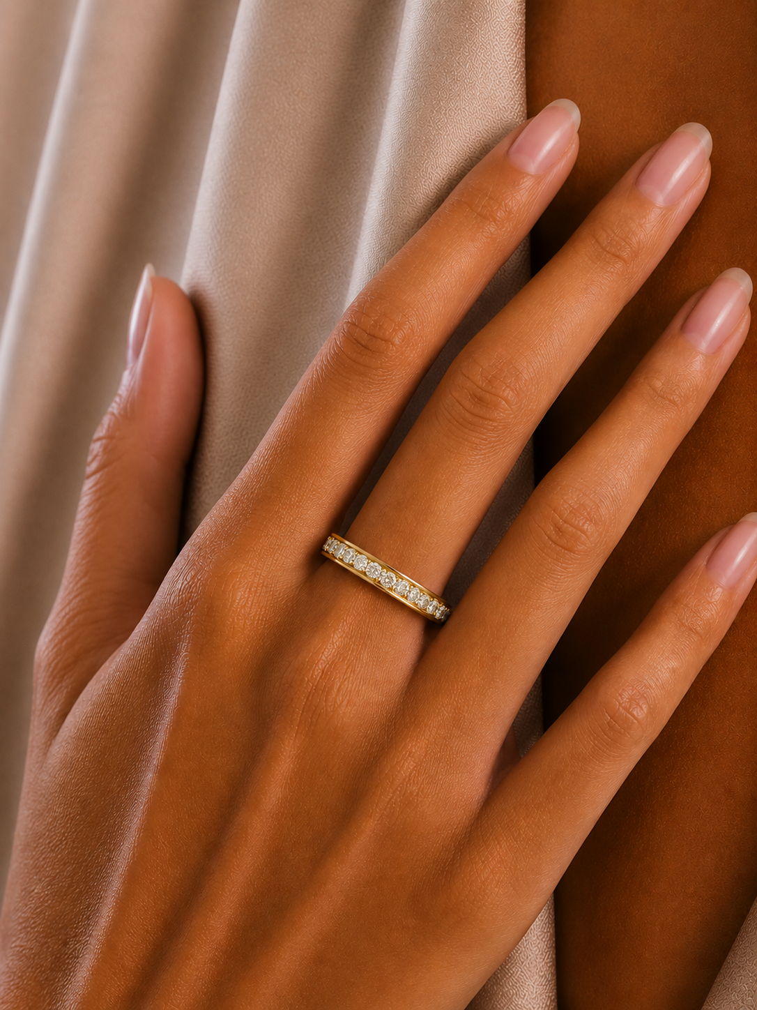 Unique Round Cut Lab Grown Diamond Channel Set Handcrafted Wedding Band - HIGHCARAT DIAMONDS