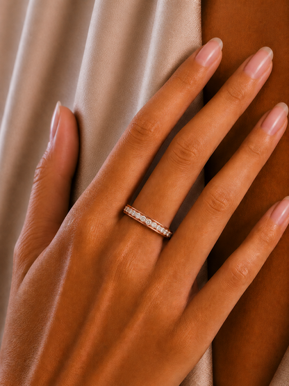 Unique Round Cut Lab Grown Diamond Channel Set Handcrafted Wedding Band - HIGHCARAT DIAMONDS