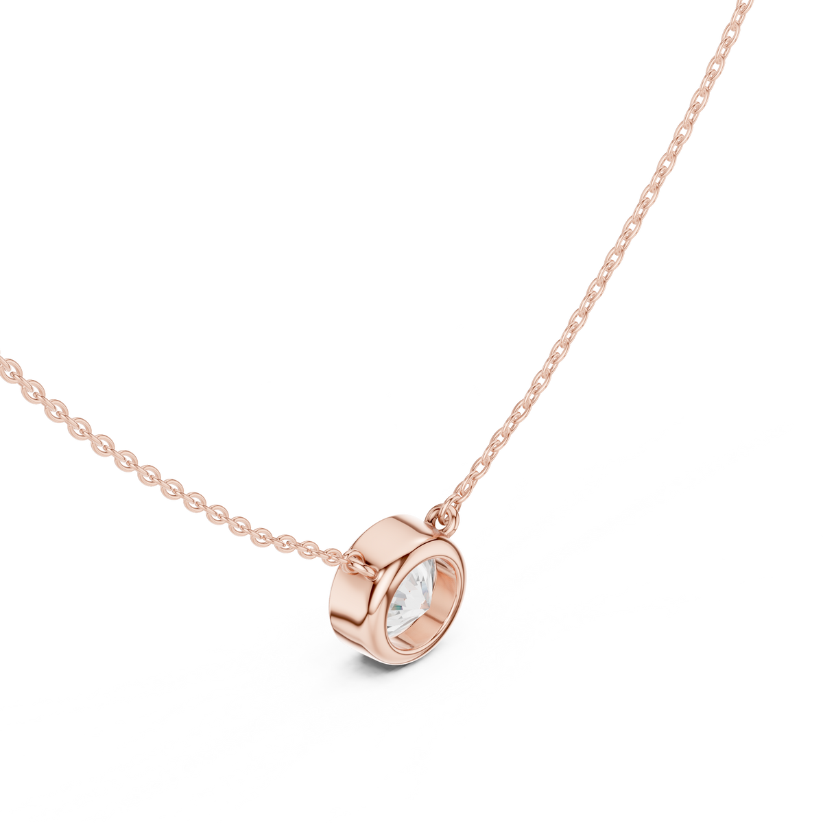 Unique Round Cut Lab Grown Diamond Solitaire Bezel Set Ethical Pendant - HIGHCARAT DIAMONDS