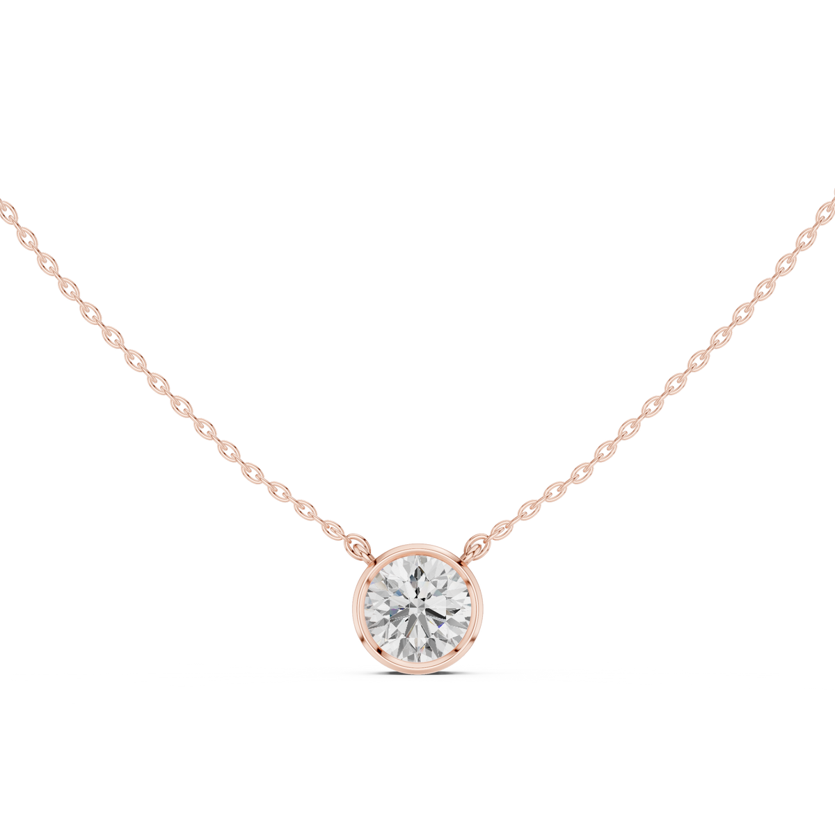 Unique Round Cut Lab Grown Diamond Solitaire Bezel Set Ethical Pendant - HIGHCARAT DIAMONDS
