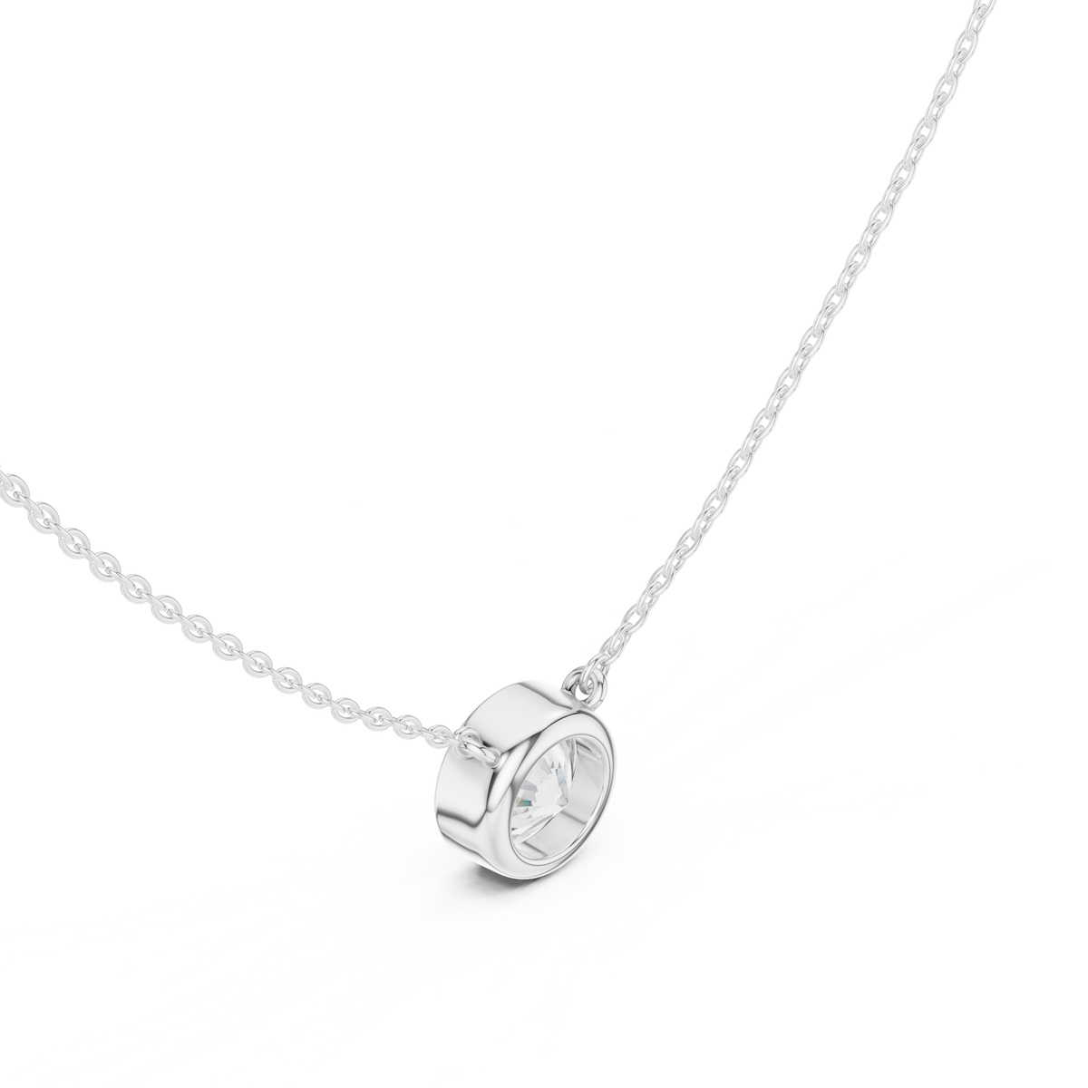Unique Round Cut Lab Grown Diamond Solitaire Bezel Set Ethical Pendant - HIGHCARAT DIAMONDS