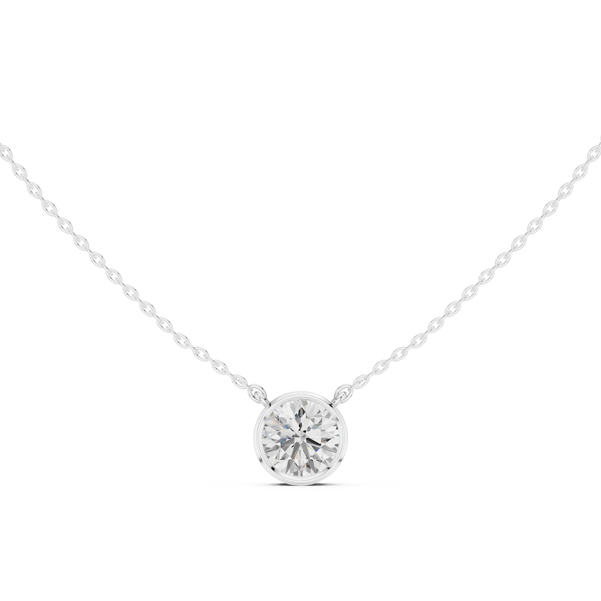 Unique Round Cut Lab Grown Diamond Solitaire Bezel Set Ethical Pendant - HIGHCARAT DIAMONDS