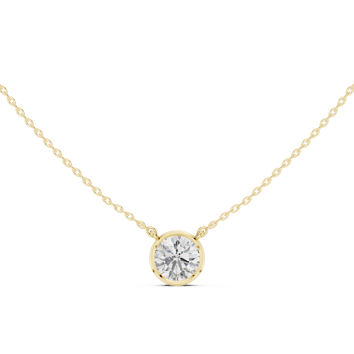 Unique Round Cut Lab Grown Diamond Solitaire Bezel Set Ethical Pendant - HIGHCARAT DIAMONDS