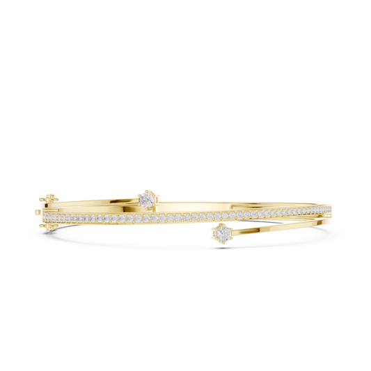 Unique Round Cut Lab Grown Diamond Wedding Bangle Bracelet Gift For Her - HIGHCARAT DIAMONDS