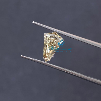 Unique Shield Cut Yellow Fancy Perfect Antique Lab Grown Diamond Use For Earring - HIGHCARAT DIAMONDS