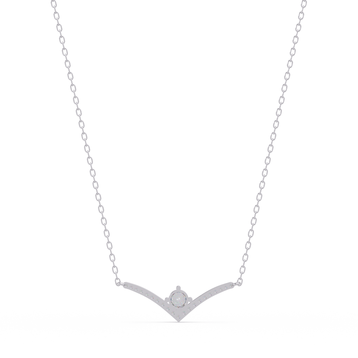 V Curve Lab Grown Diamond Rose Gold Pendant Necklace - HIGHCARAT DIAMONDS