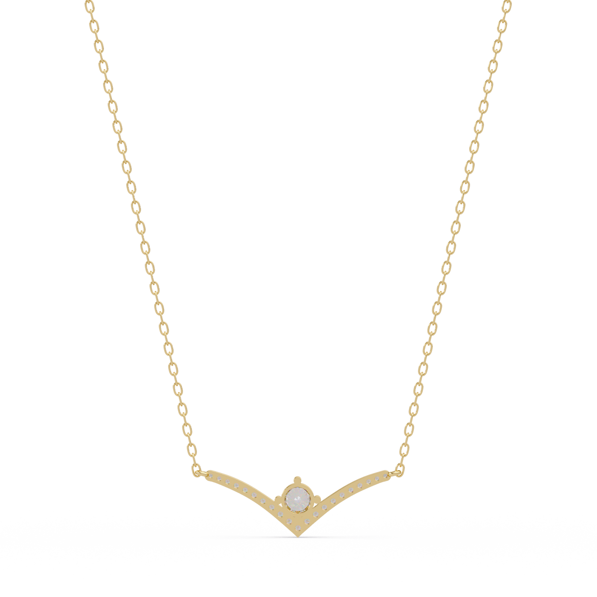 V Curve Lab Grown Diamond Rose Gold Pendant Necklace - HIGHCARAT DIAMONDS