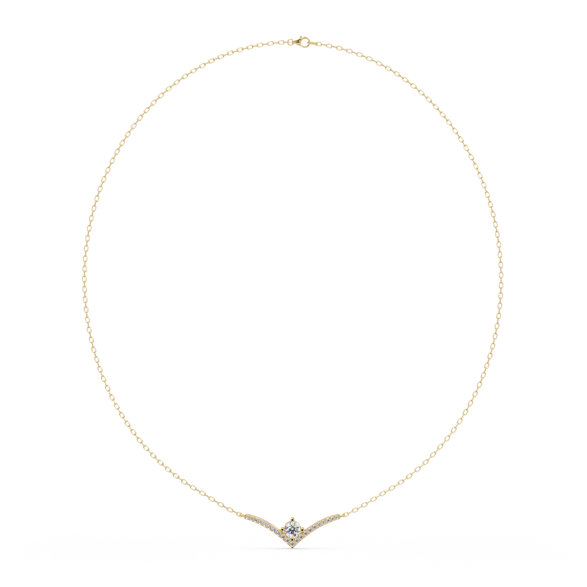 V Curve Lab Grown Diamond Rose Gold Pendant Necklace - HIGHCARAT DIAMONDS