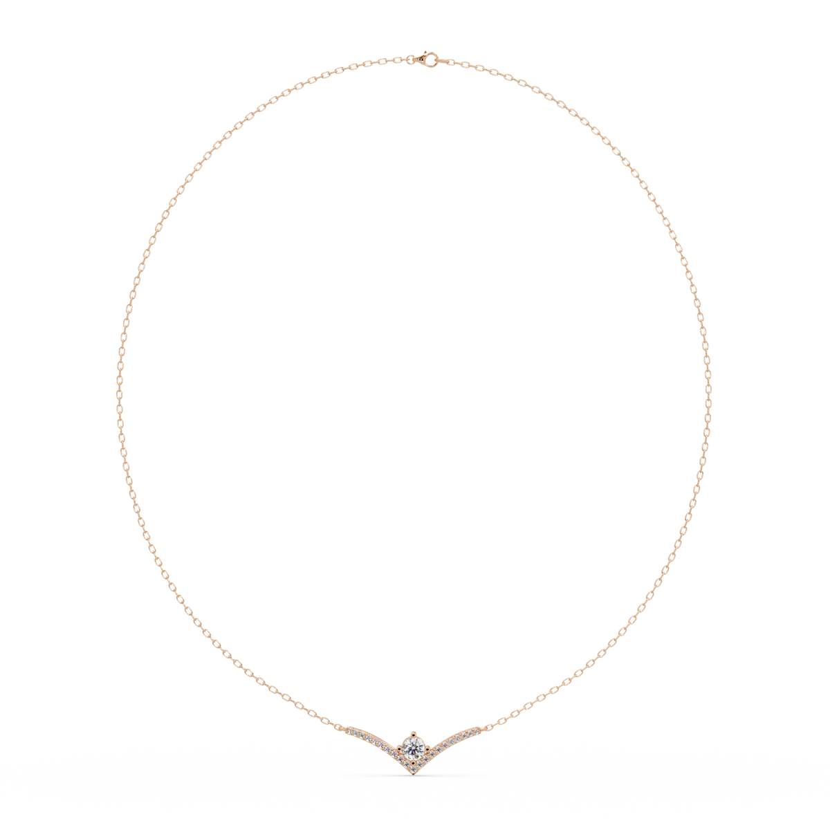 V Curve Lab Grown Diamond Rose Gold Pendant Necklace - HIGHCARAT DIAMONDS