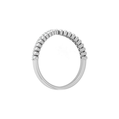 V Shape Crown Diamond Ring Beaded Band Design Dainty Wedding Ring For Her - HIGHCARAT DIAMONDS