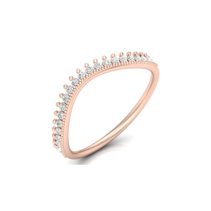 V-Shaped Diamond Band Ring 22 Stone Curved Design For Stacking Or Bridal Set - HIGHCARAT DIAMONDS