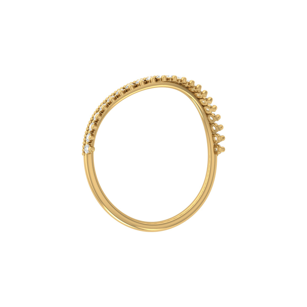 V-Shaped Diamond Band Ring 22 Stone Curved Design For Stacking Or Bridal Set - HIGHCARAT DIAMONDS