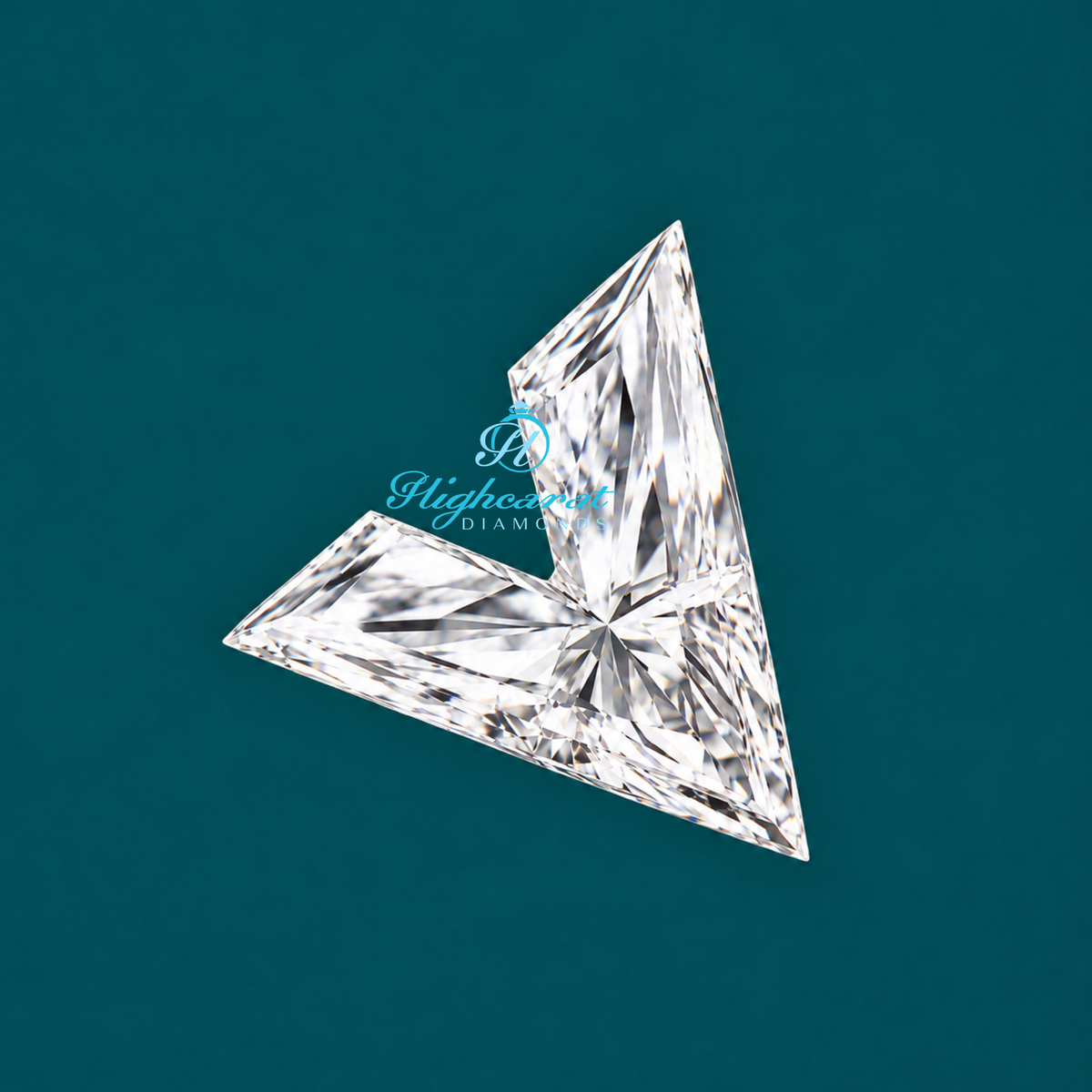 Lab grown V shaped diamond top view showing facets