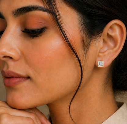 Vintage 1.00CT Princess Cut Lab Grown Diamond Elegant Dainty Bezel Set Stud Earring Gift For Her - HIGHCARAT DIAMONDS #wearthelook