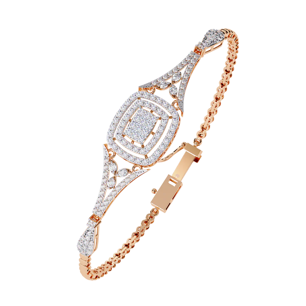 Vintage 1.07Ct Round Cut Lab Grown Diamond Antique Minimalist Perfect Sparkling Bridesmaid Cuff Bracelet - HIGHCARAT DIAMONDS
